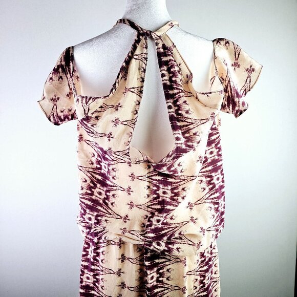 Amanda Uprichard Aztec Style Cold Shoulder Keyhole Chest & Back 100% Silk Dress - Picture 8 of 10